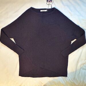 Tatuum Eroli Structured Sweater S Ribbed Asymmetric Hem NWT Navy Blue Dolman